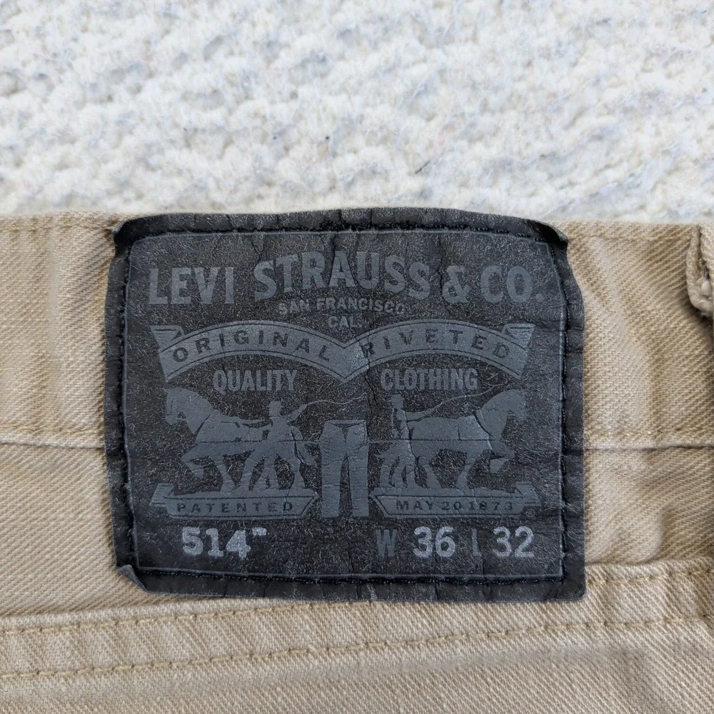 Levis‎ 514 Straight Fit Khaki Tan Twill Pants Mens 36x32 Casual Cotton